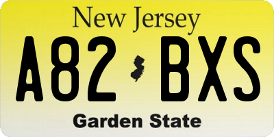 NJ license plate A82BXS