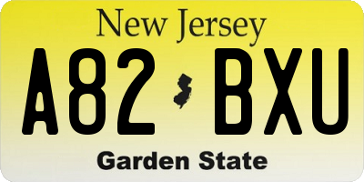 NJ license plate A82BXU