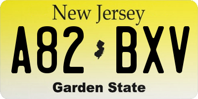 NJ license plate A82BXV