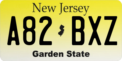 NJ license plate A82BXZ