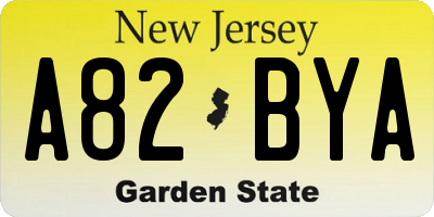 NJ license plate A82BYA