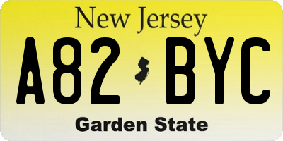 NJ license plate A82BYC