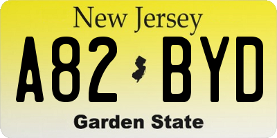 NJ license plate A82BYD
