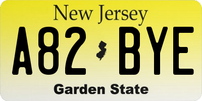 NJ license plate A82BYE
