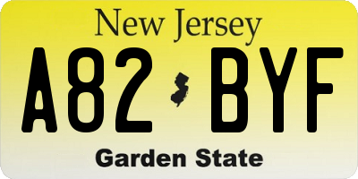 NJ license plate A82BYF