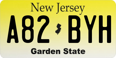 NJ license plate A82BYH