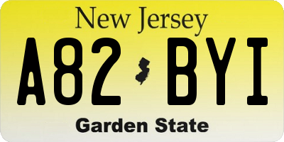 NJ license plate A82BYI
