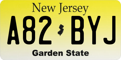 NJ license plate A82BYJ
