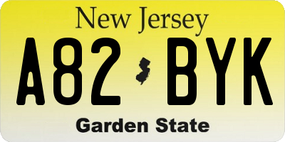 NJ license plate A82BYK