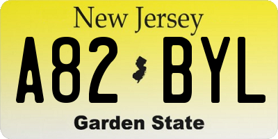 NJ license plate A82BYL