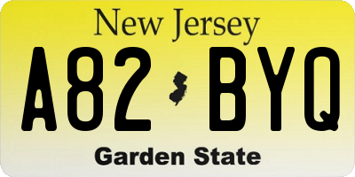 NJ license plate A82BYQ