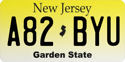 NJ license plate A82BYU