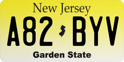 NJ license plate A82BYV