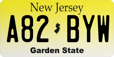 NJ license plate A82BYW