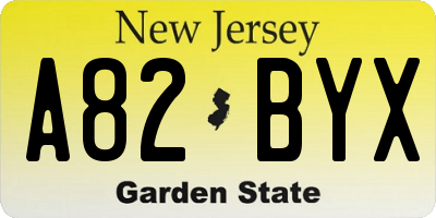 NJ license plate A82BYX