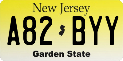 NJ license plate A82BYY