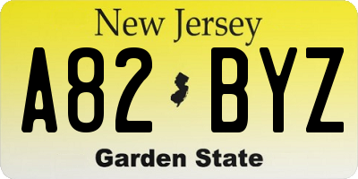 NJ license plate A82BYZ
