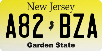 NJ license plate A82BZA