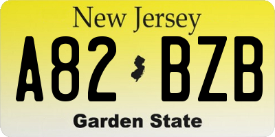 NJ license plate A82BZB