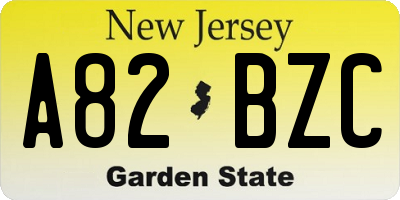 NJ license plate A82BZC