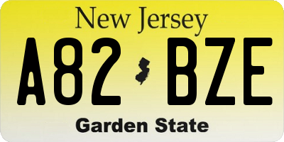 NJ license plate A82BZE