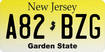NJ license plate A82BZG