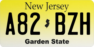 NJ license plate A82BZH