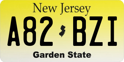 NJ license plate A82BZI