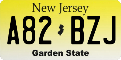 NJ license plate A82BZJ