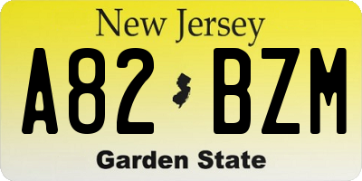 NJ license plate A82BZM