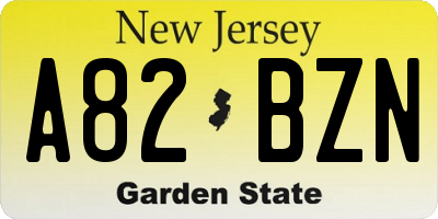 NJ license plate A82BZN
