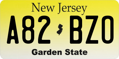 NJ license plate A82BZO
