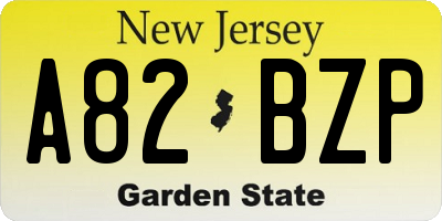 NJ license plate A82BZP