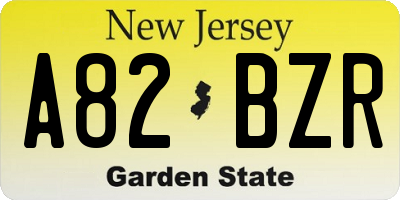 NJ license plate A82BZR