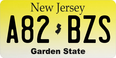 NJ license plate A82BZS