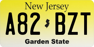 NJ license plate A82BZT