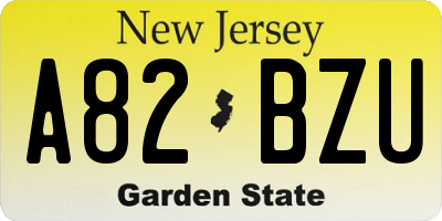 NJ license plate A82BZU