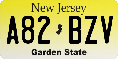 NJ license plate A82BZV