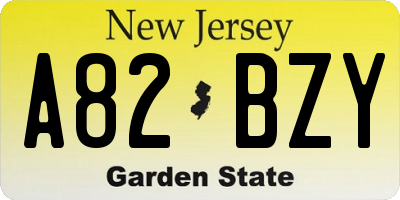 NJ license plate A82BZY
