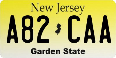NJ license plate A82CAA