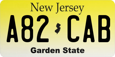 NJ license plate A82CAB