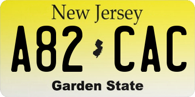 NJ license plate A82CAC