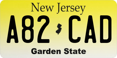 NJ license plate A82CAD