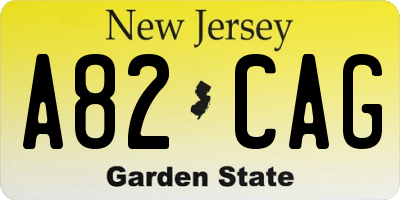 NJ license plate A82CAG