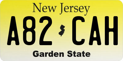 NJ license plate A82CAH