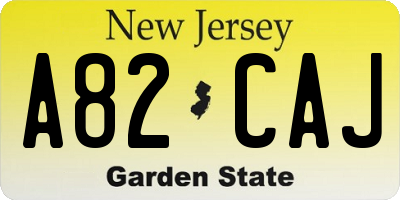 NJ license plate A82CAJ