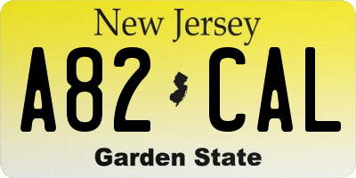 NJ license plate A82CAL