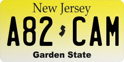 NJ license plate A82CAM