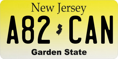 NJ license plate A82CAN