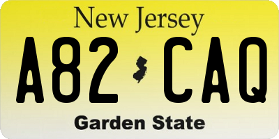 NJ license plate A82CAQ